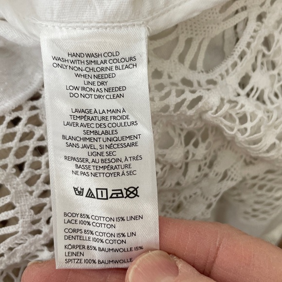 Free people white tie front crochet boho blouse NWT retail $98 szm - Picture 6 of 9